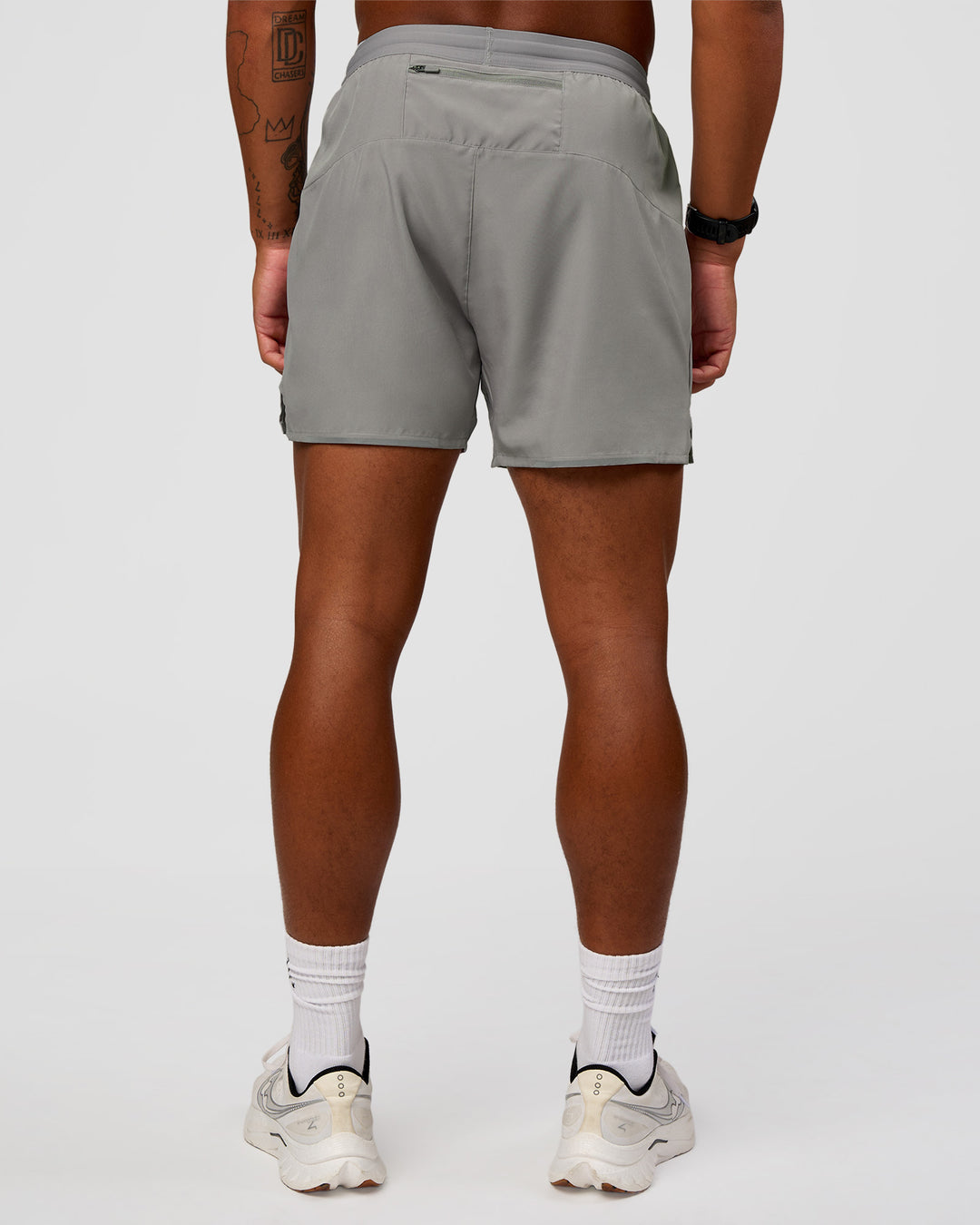 Man wearing Pace 5" Lined Running Short - Alloy | Model:Malebo | Size:M