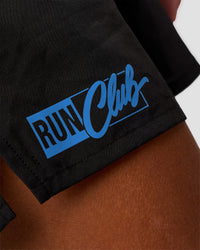 Man wearing Pace 5" Lined Running Short - Black-Palace Blue | Model:Malebo | Size:M