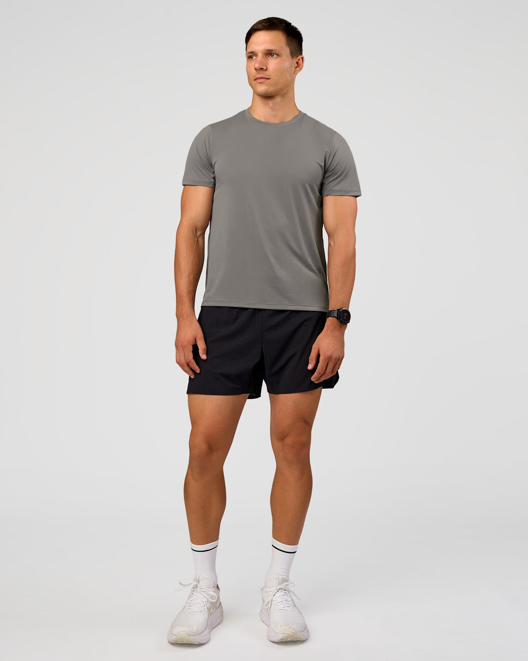 Man wearing Pace 5" Lined Ripstop Short - Black | Model:Liam | Size:M |