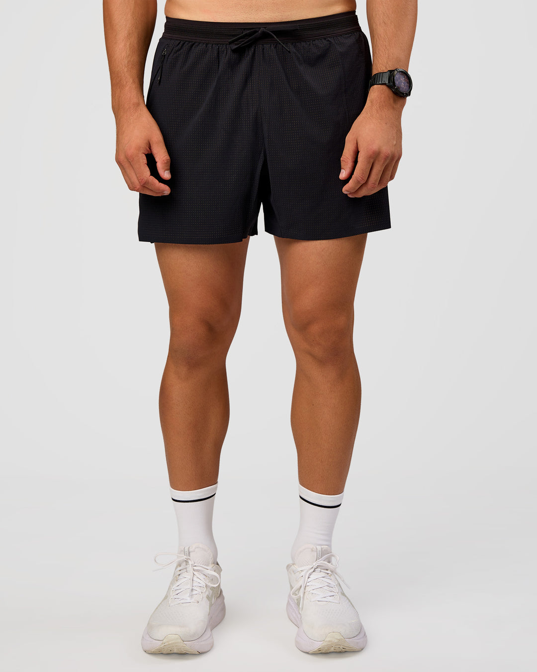 Man wearing Pace 5" Lined Ripstop Short - Black | Model:Liam | Size:M |