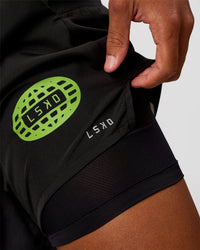 Pace 5" Lined Running Short - Black-Lime Glo Indigo