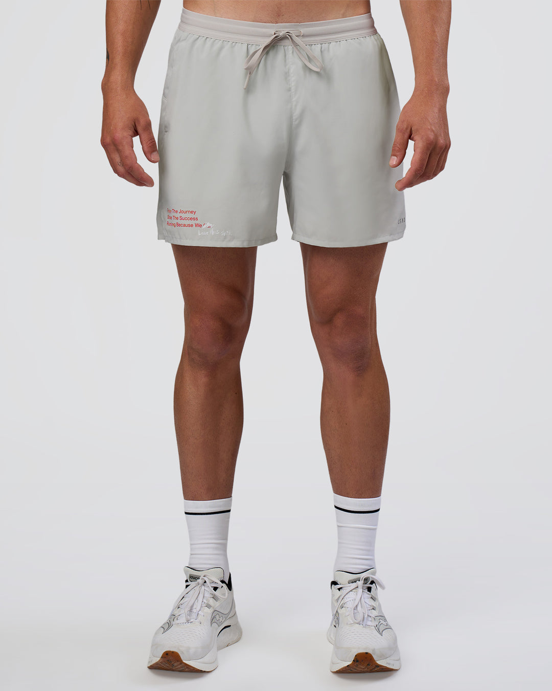 Man wearing Pace 5" Lined Running Short - Digital Mist-Flame | Model:Konnor | Size:M