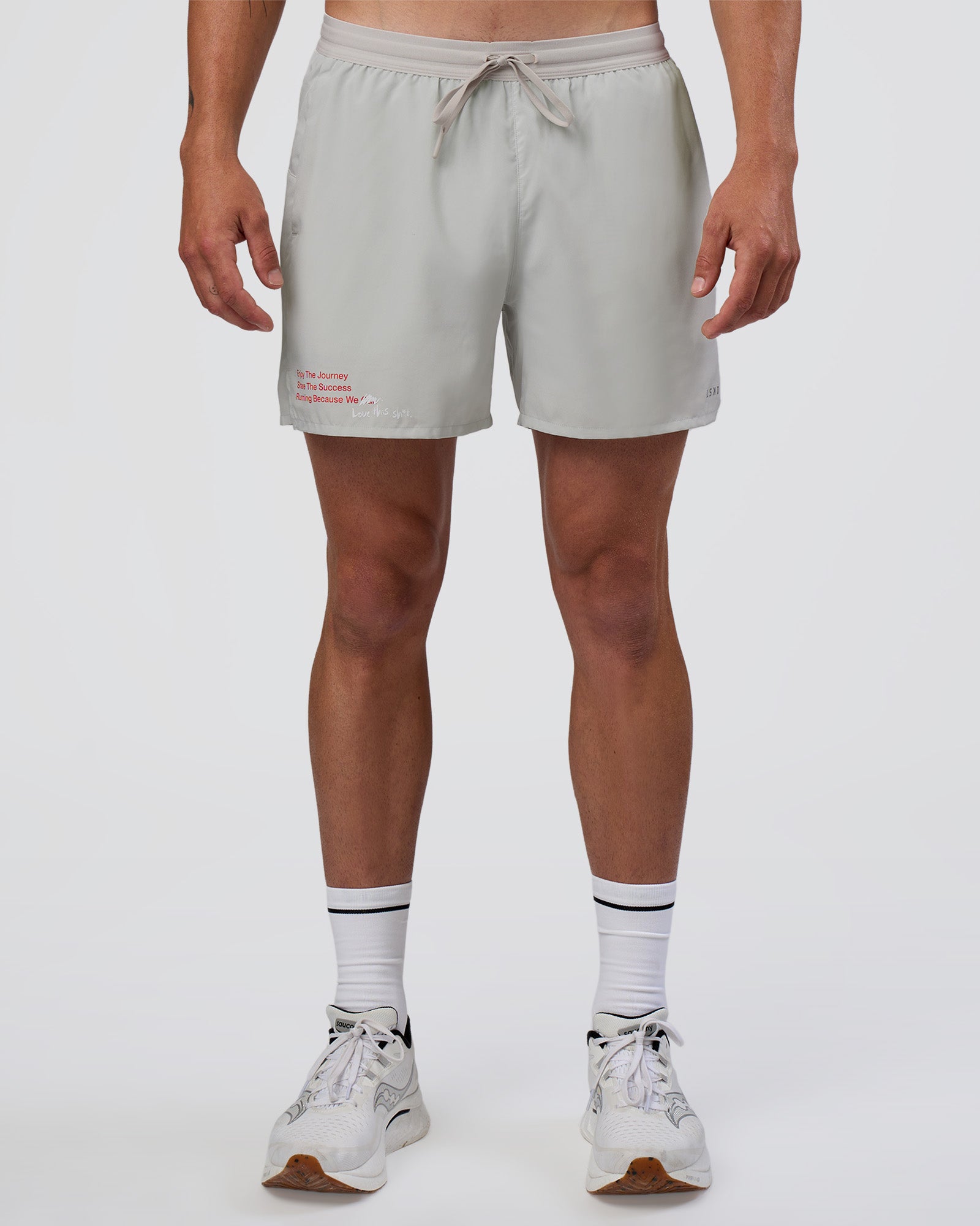 Man wearing Pace 5" Lined Running Short - Digital Mist-Flame | Model:Konnor | Size:M