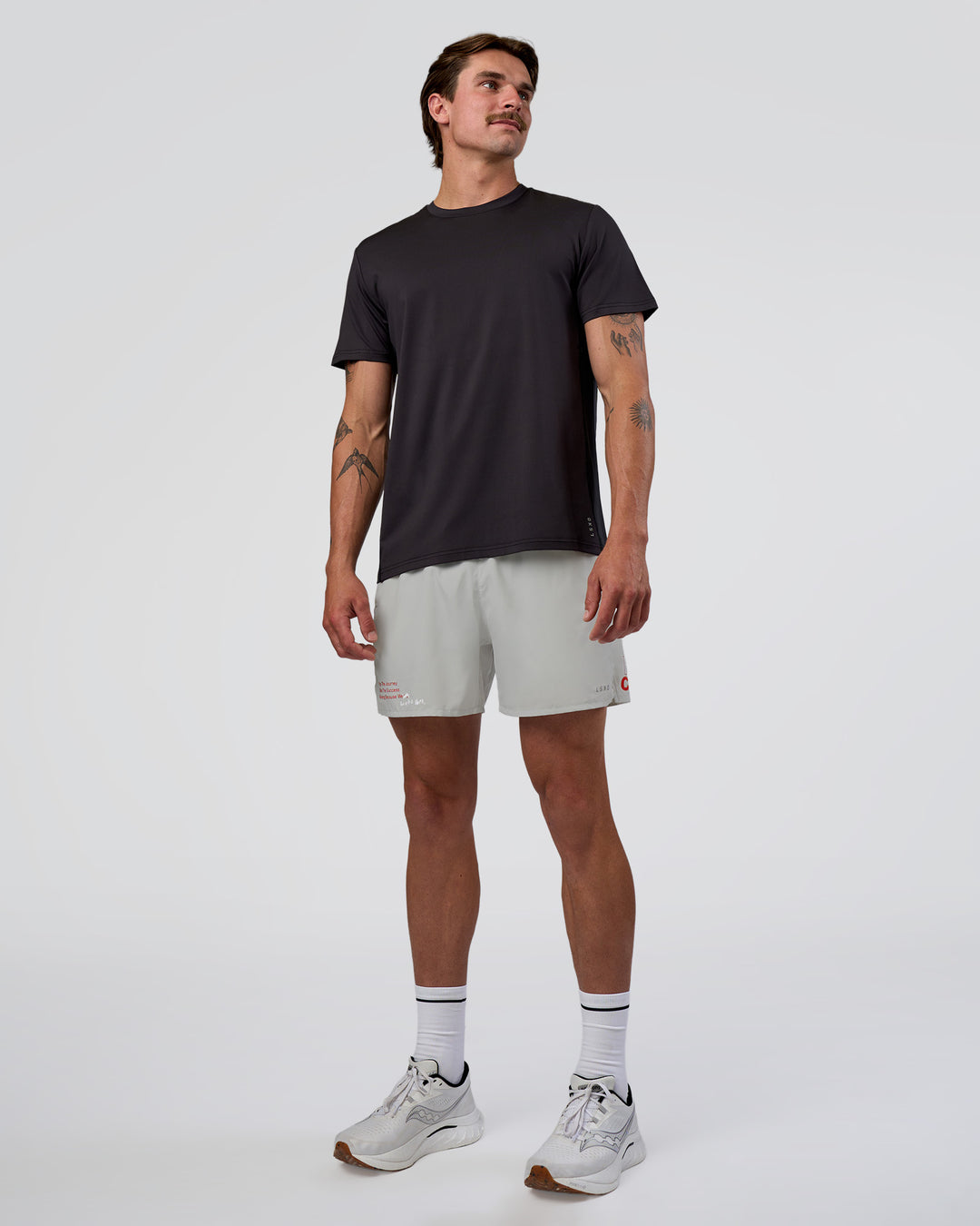 Man wearing Pace 5" Lined Running Short - Digital Mist-Flame | Model:Konnor | Size:M