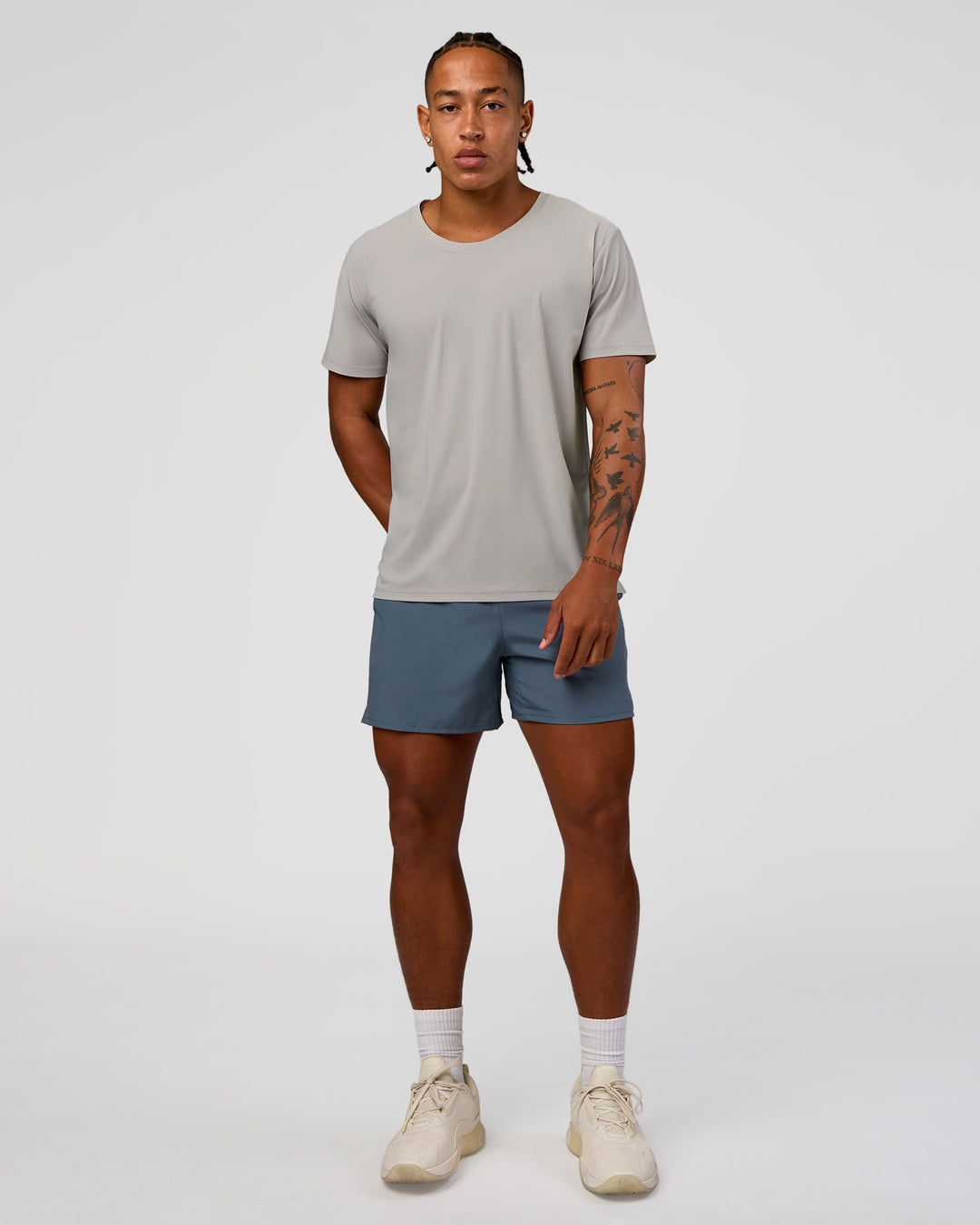 Man wearing Pace 5" Running Short - Blue Mirage | Model:Malebo | Size:M