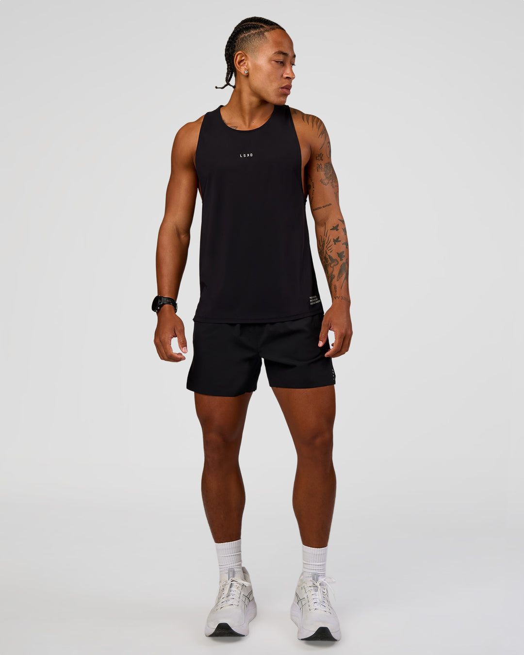 Man wearing Pace Air 5" Lined Running Short - Black | Model:Malebo | Size:M