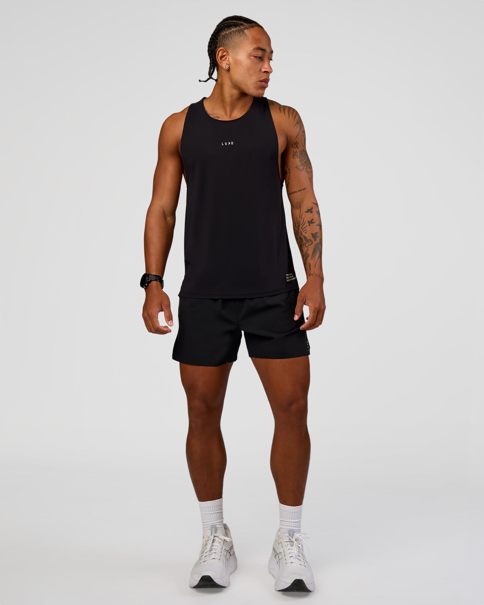 Man wearing Pace Air 5" Lined Running Short - Black | Model:Malebo | Size:M