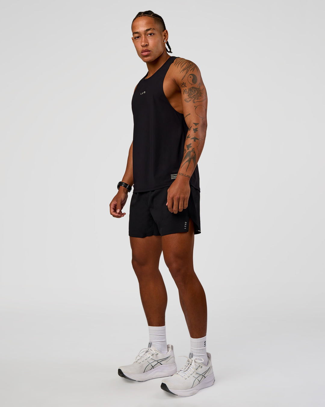 Man wearing Pace Air 5" Lined Running Short - Black | Model:Malebo | Size:M
