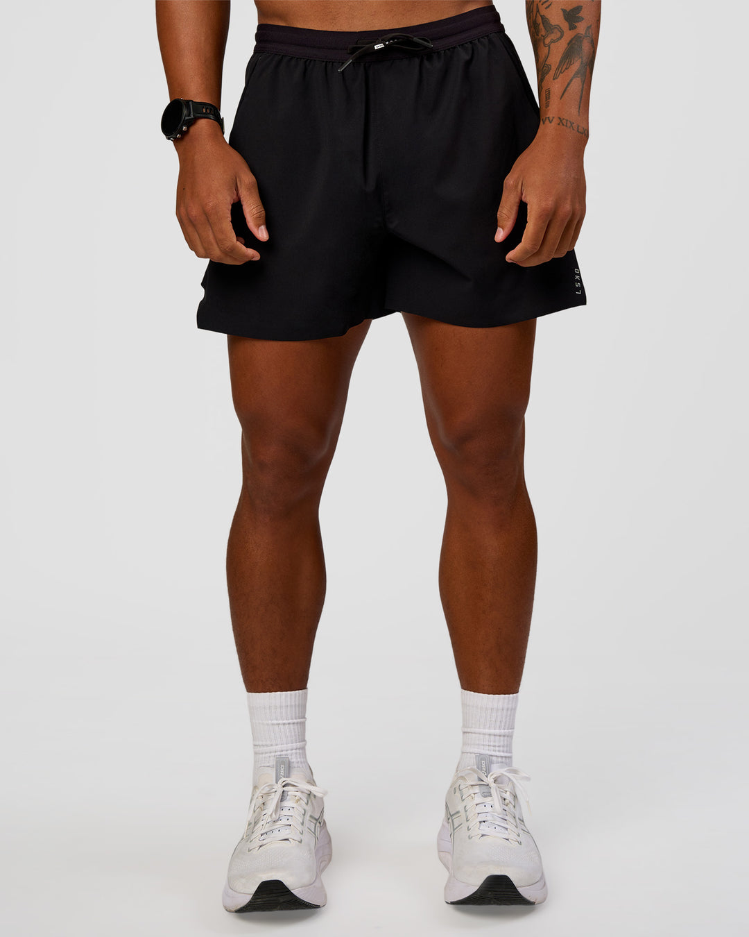 Man wearing Pace Air 5" Lined Running Short - Black | Model:Malebo | Size:M