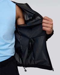 Man wearing Pace Running Jacket - Black | Model:Konnor | Size:M