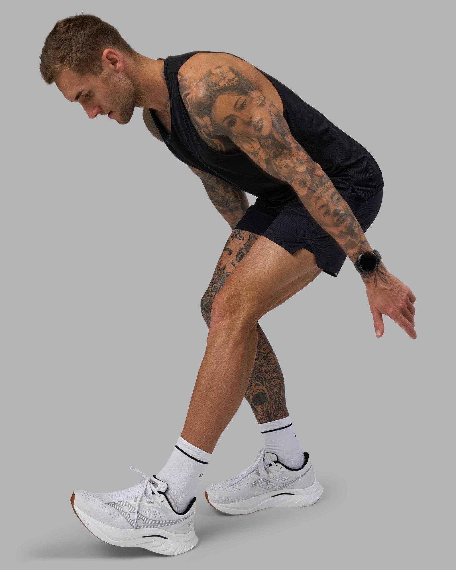 Mens Pace Running Tank - Black | LSKD