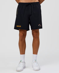 Man wearing Pride Rep 7" Training Shorts - Black - Black | Model:Albert | Size:M