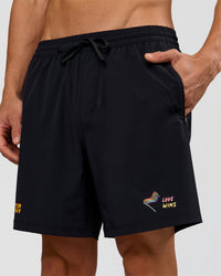 Man wearing Pride Rep 7" Training Shorts - Black - Black | Model:Albert | Size:M