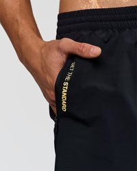 Man wearing Pride Rep 7" Training Shorts - Black - Black | Model:Albert | Size:M