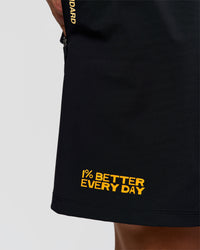 Man wearing Pride Rep 7" Training Shorts - Black - Black | Model:Albert | Size:M