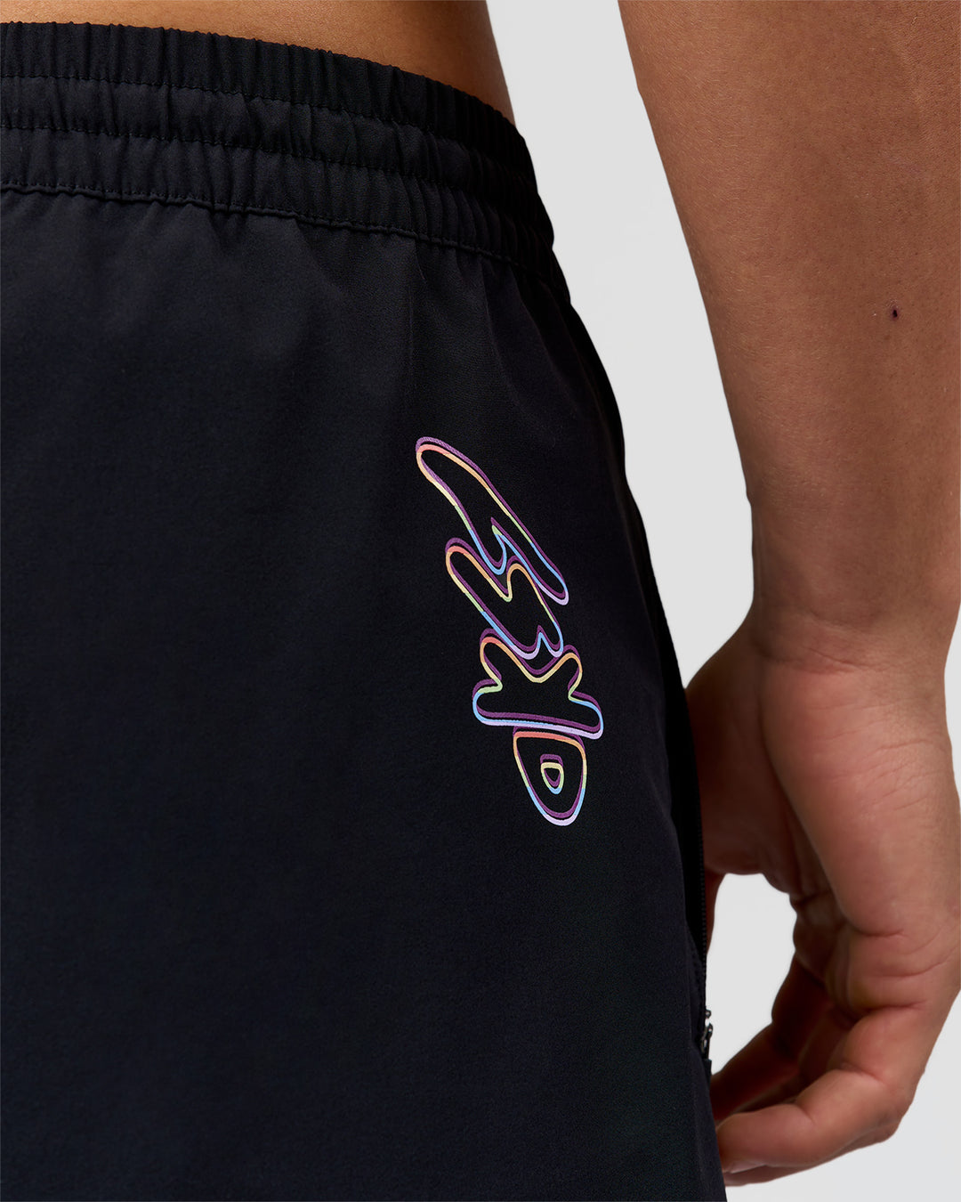Man wearing Pride Rep 7" Training Shorts - Black - Black | Model:Albert | Size:M