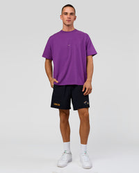 Man wearing Pride Sticker Boxy Tee - Fresh Purple | Model:Albert | Size:M