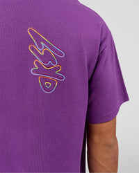 Man wearing Pride Sticker Boxy Tee - Fresh Purple | Model:Albert | Size:M