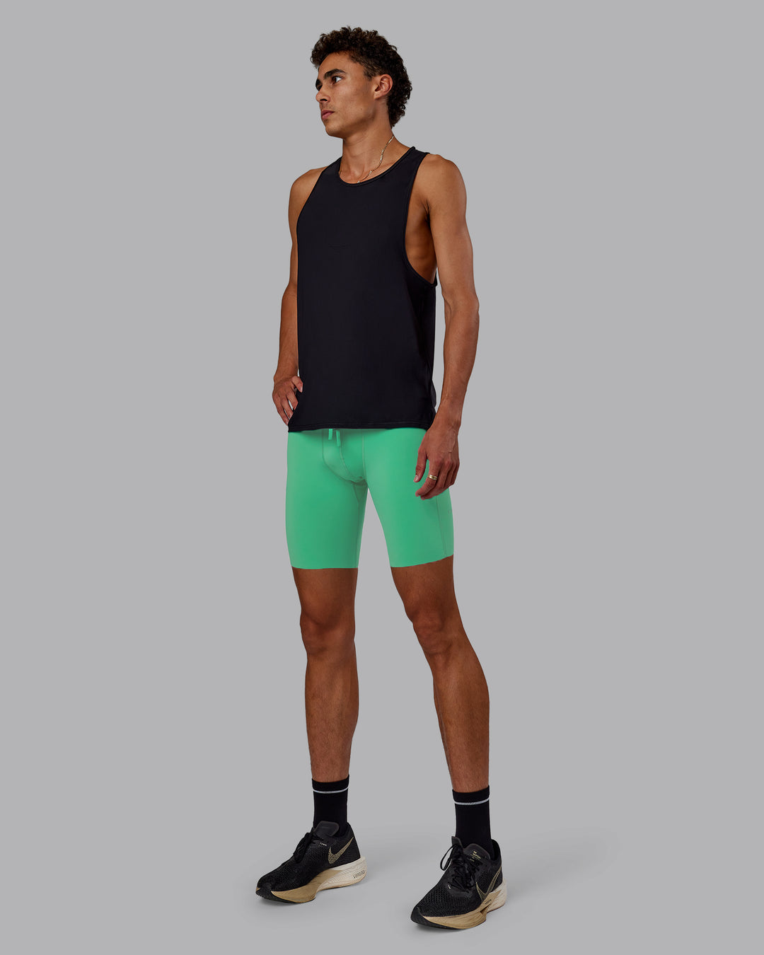 Man wearing Race Day Short Tight 8&quot; - Mystic Green | Model:Jaxon | Size:M