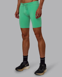 Man wearing Race Day Short Tight 8" - Mystic Green | Model:Jaxon | Size:M