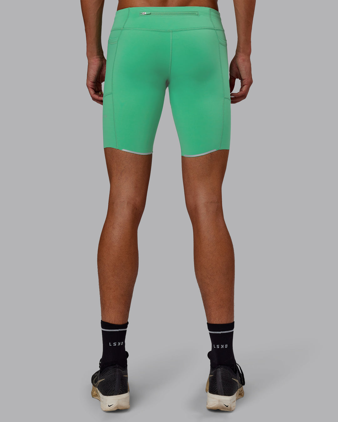 Man wearing Race Day Short Tight 8&quot; - Mystic Green | Model:Jaxon | Size:M