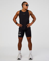 Man wearing Race Day 8" Short Tight - Black-Alloy | Model:Malebo | Size:M