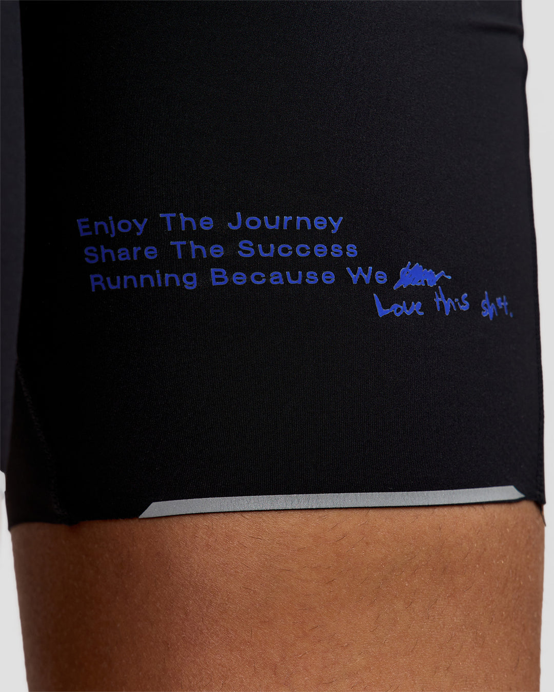 Man wearing Race Day 8" Short Tight - Black-Electric Indigo | Model:Albert | Size:M | - view 10