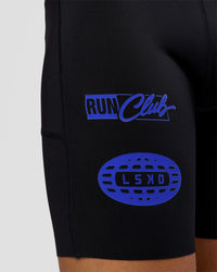 Man wearing Race Day 8" Short Tight - Black-Electric Indigo | Model:Albert | Size:M | | Thumbnail Index: 4