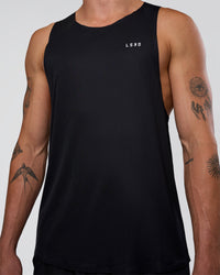 Man wearing Race Day Tank - Black-White | Model:Konnor | Size:M