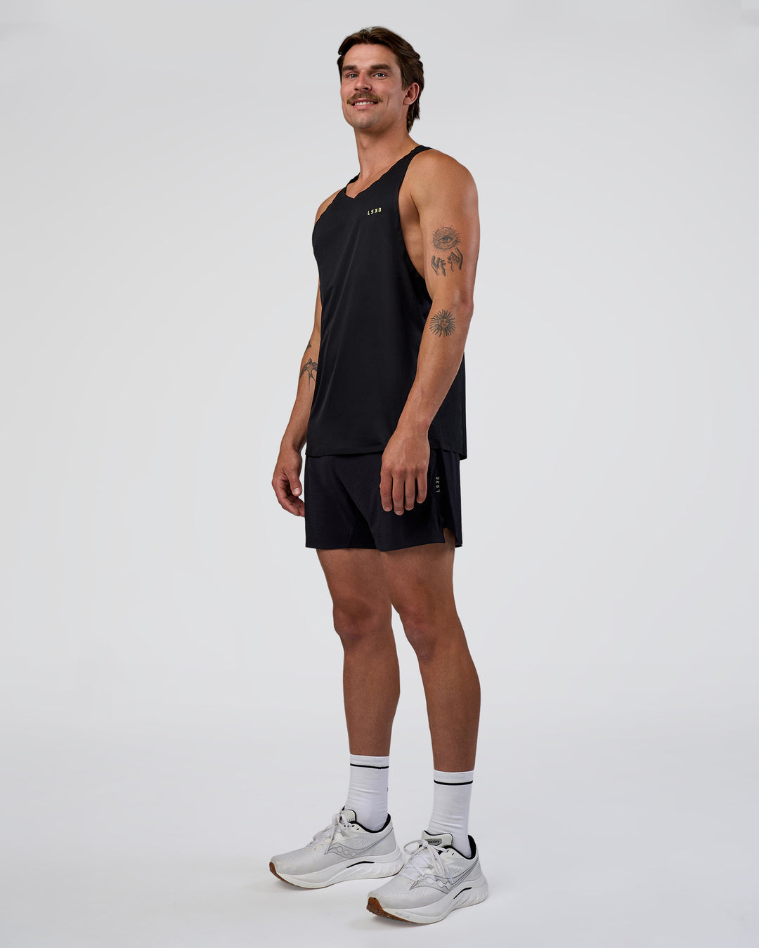 Man wearing Race Day Tank - Black-Yellow Fizz | Model:Konnor | Size:M