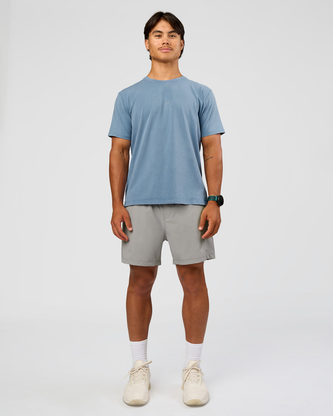Man wearing Rep 5" Performance Short - Alloy | Model:George | Size:M