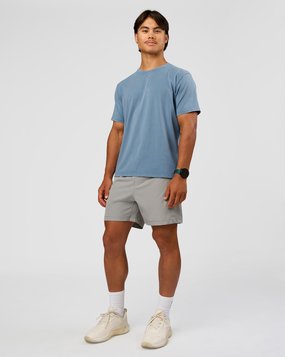 Man wearing Rep 5" Performance Short - Alloy | Model:George | Size:M