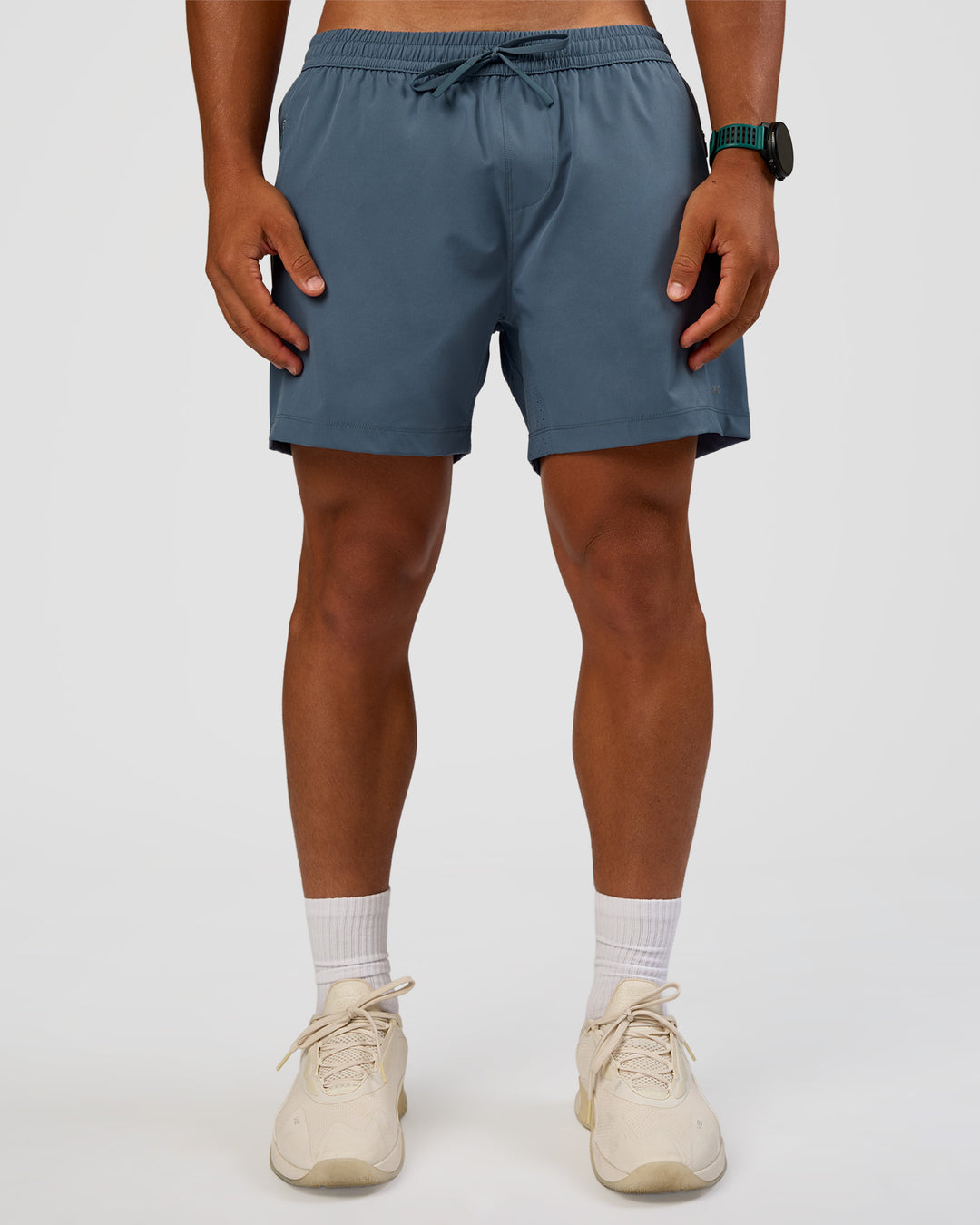 Man wearing Rep 5" Performance Short - Blue Mirage | Model:George | Size:M