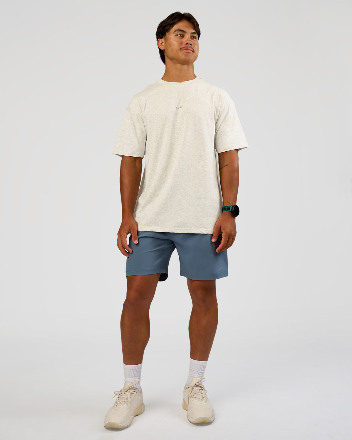 Man wearing Rep 7'' Performance Short - Blue Mirage | Model:George | Size:M
