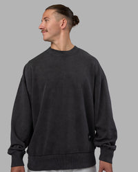 Man wearing Segmented Oversized Sweater - Black Washed | Model:Jaiden | Size:M
