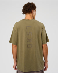 Man wearing Shadow Mode FLXCotton Oversized Tee - Walnut Grey Washed | Model:Leandro | Size:M