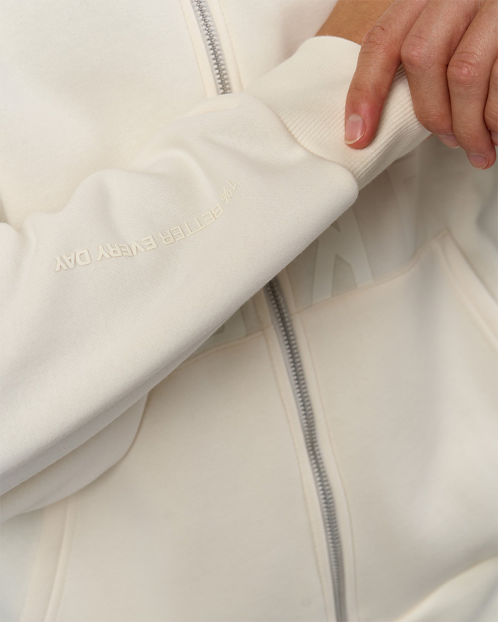 Shadow Mode Oversized Zip Through Hoodie - Off White | LSKD