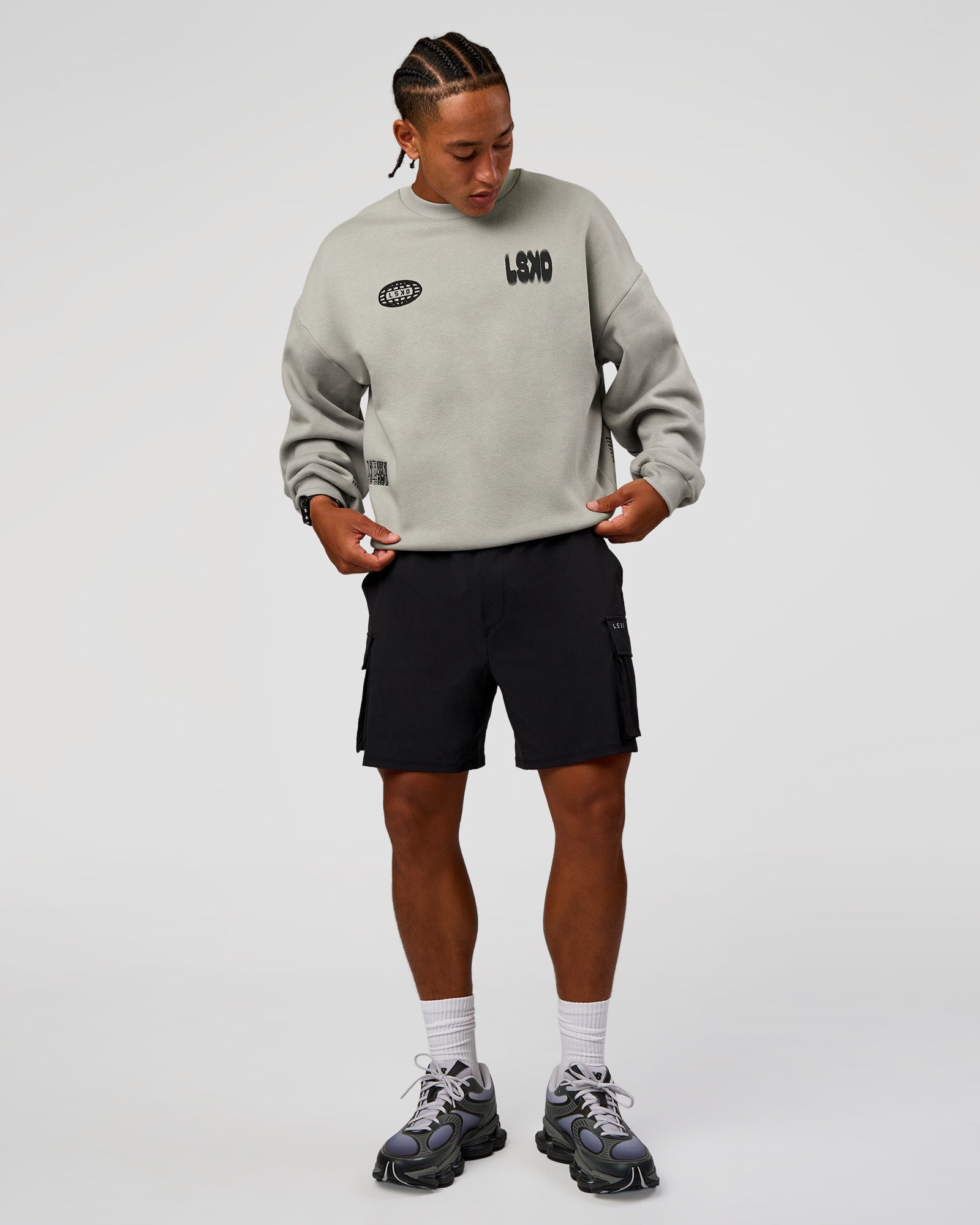 Static Grit Boxy Crew - Alloy-Black | LSKD