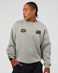 Man wearing Static Grit Boxy Crew - Alloy-Black | Model:Malebo | Size:M