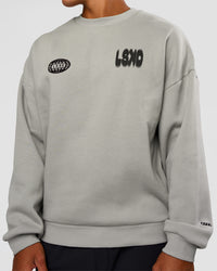 Man wearing Static Grit Boxy Crew - Alloy-Black | Model:Malebo | Size:M