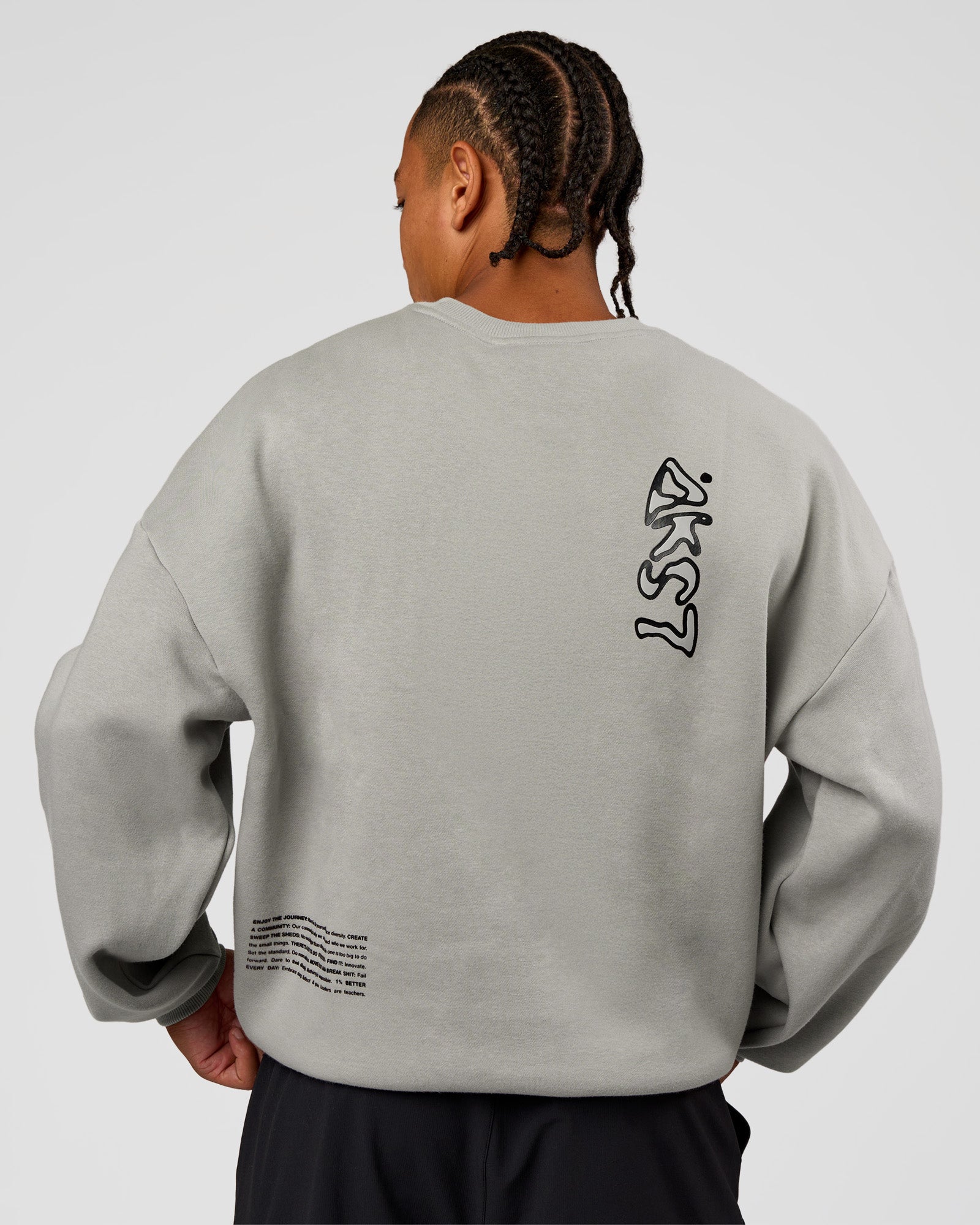 Static Grit Boxy Crew - Alloy-Black | LSKD