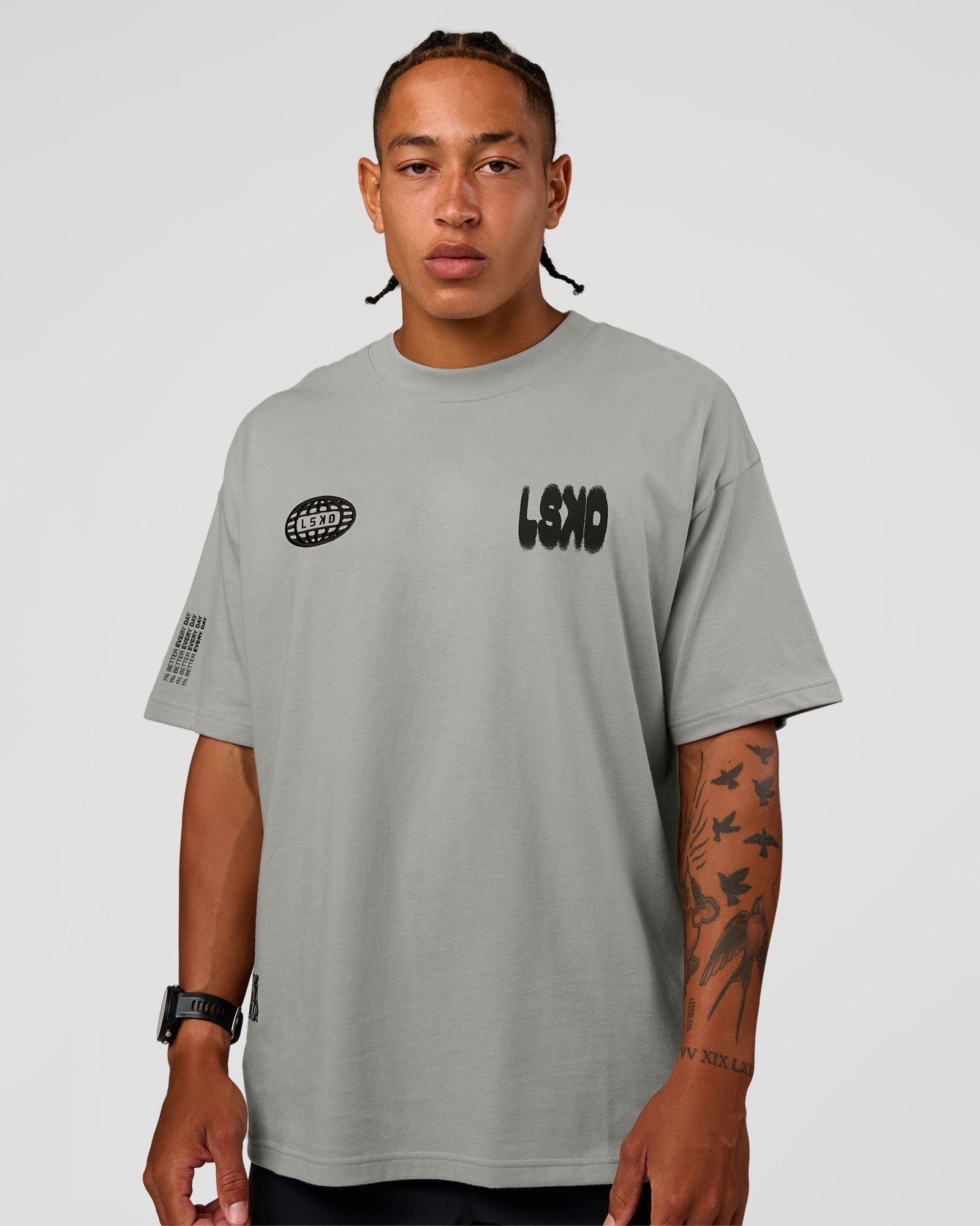 Static Grit Heavyweight Oversized Tee - Alloy-Black | LSKD