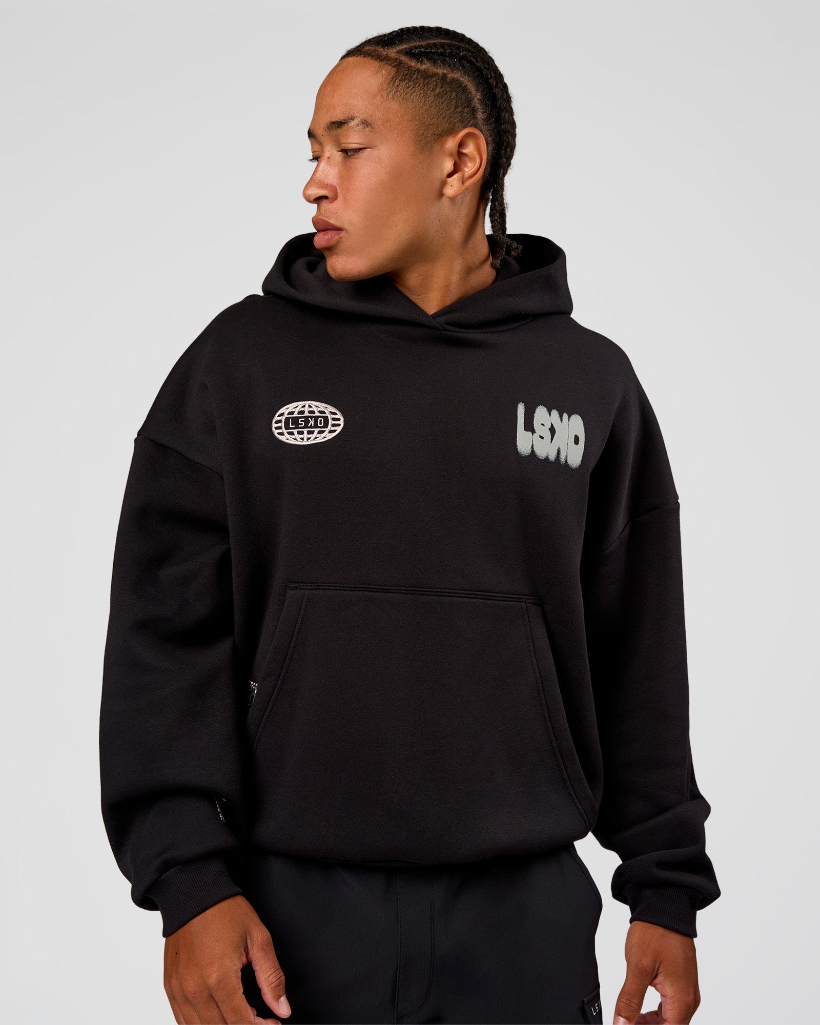 dustbox パーカーXXL 黒❸HEY-SMITH※ENTH※10-FEET Static Grit Unisex Boxy Hoodie - Black-Alloy | LSKD