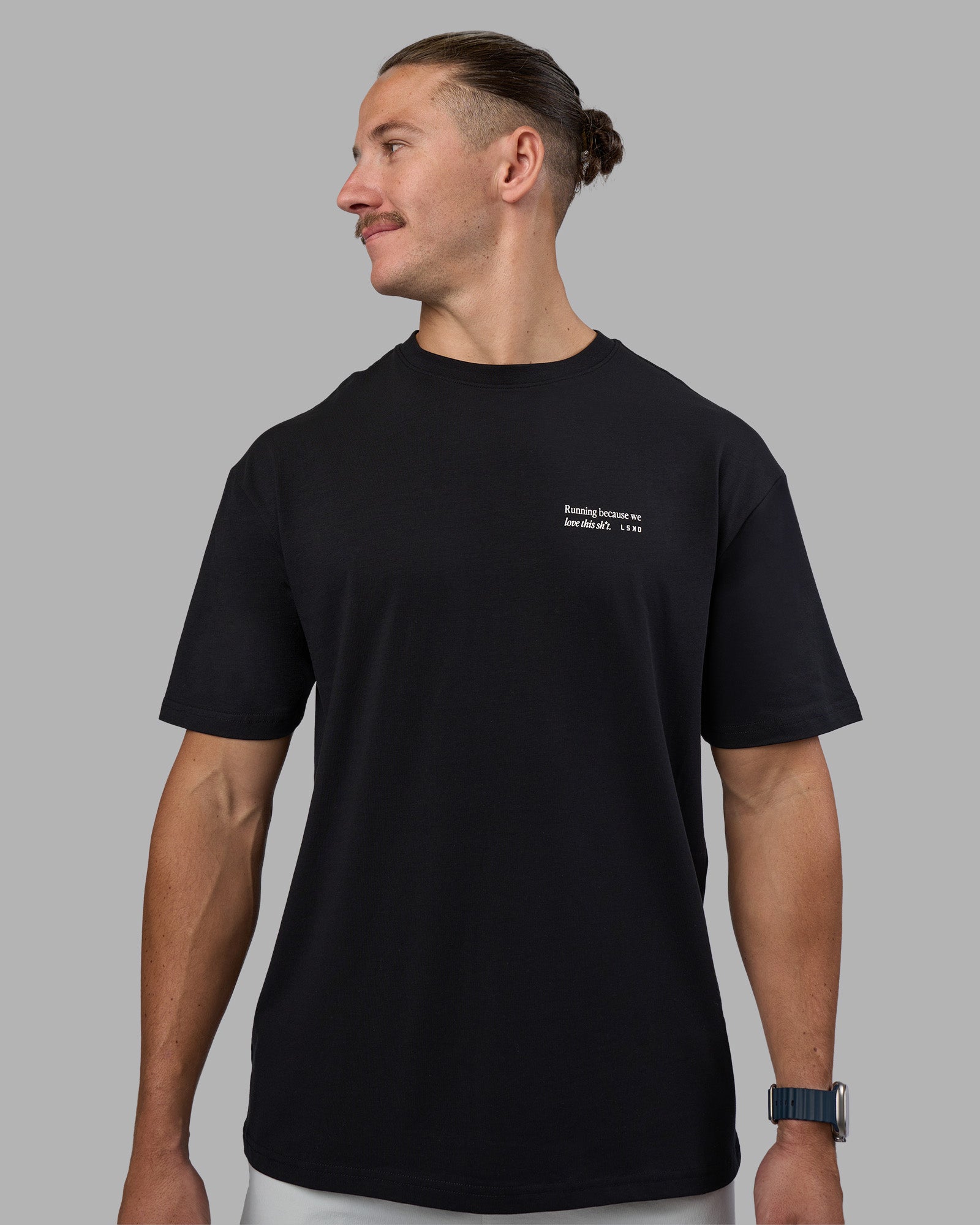 Today's Run FLXCotton Oversized Tee - Black-White | LSKD