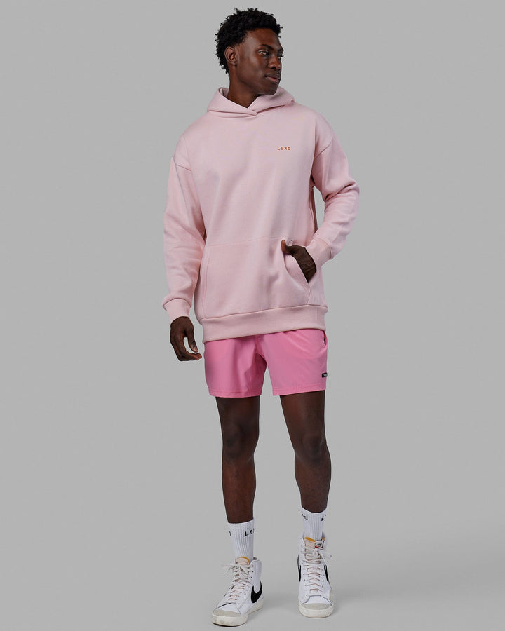Man wearing Unisex Lift-Up Hoodie Oversize - Marshmallow