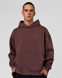 Man wearing Unisex Love The Process Oversize Hoodie - Cocoa Powder-Hot Chocolate | Model:Albert | Size:M