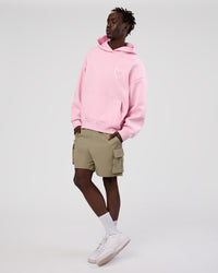 Man wearing Unisex Love The Process Oversize Hoodie - Marshmallow-White | Model:Okello | Size:M