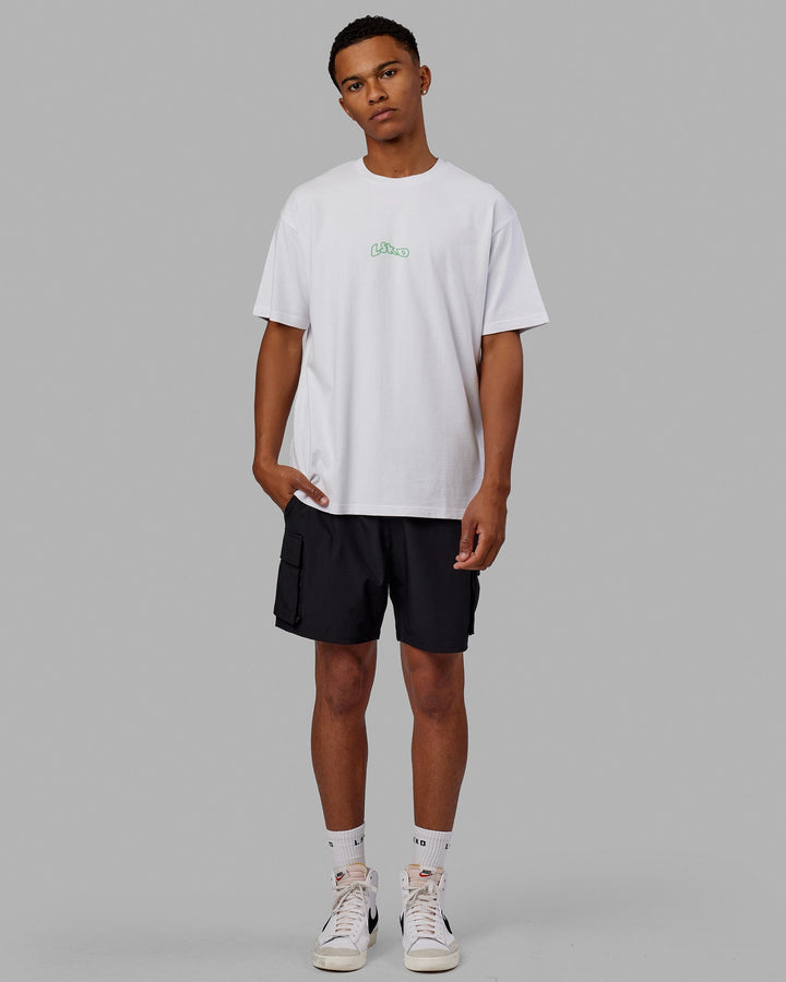 Man wearing Unisex Mad Happy Heavyweight Tee Oversize - White