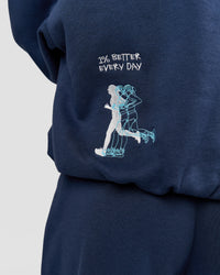 Woman wearing Zola Oversized Hoodie - Future Navy | Model:Grace | Size:M