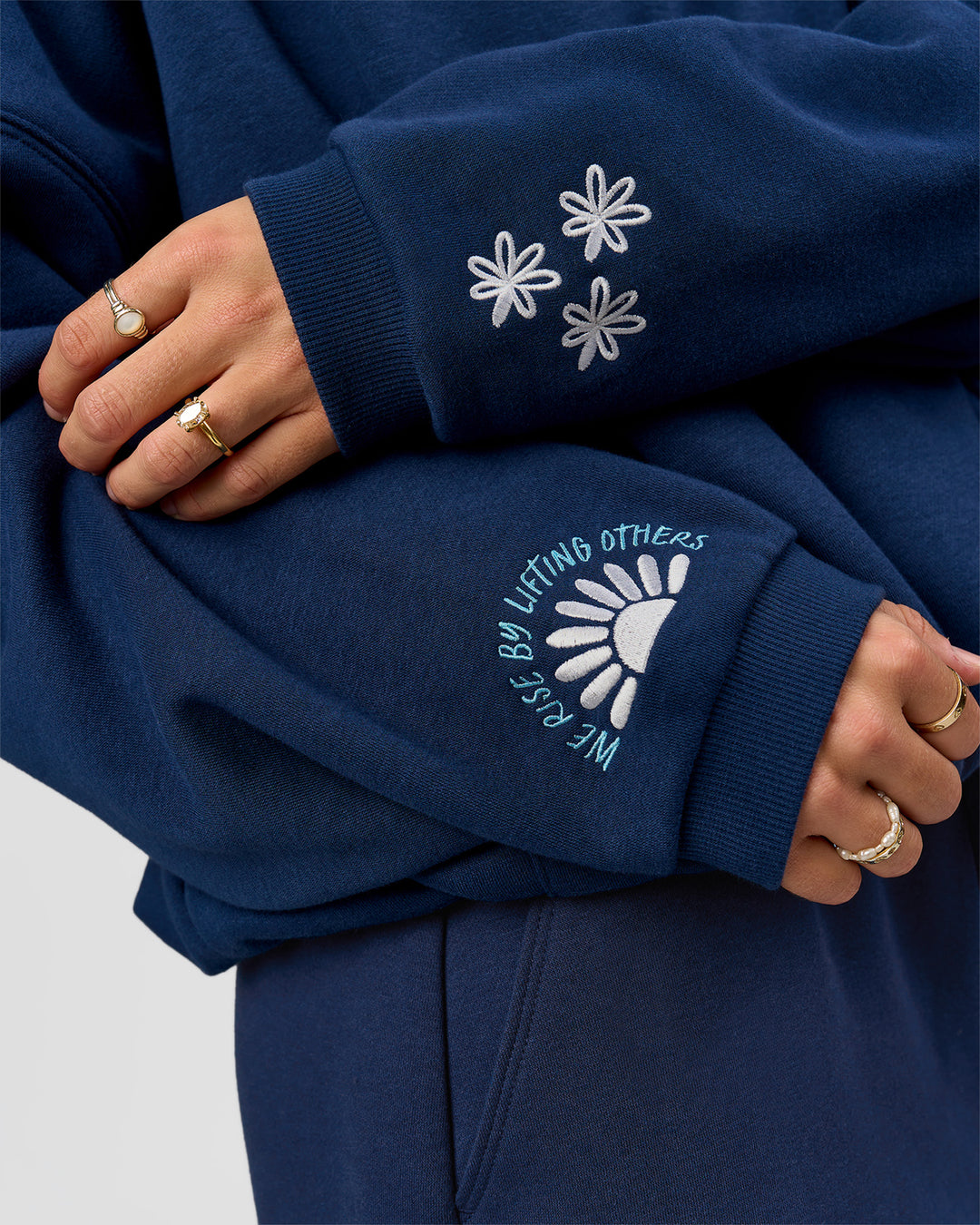 Woman wearing Zola Oversized Hoodie - Future Navy | Model:Grace | Size:M